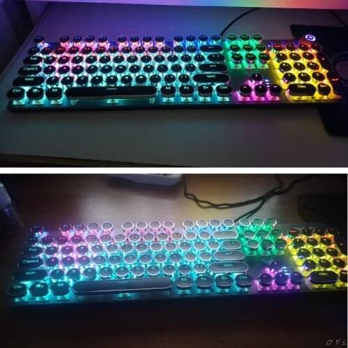 104 Keys Retro Round Keycaps Double Shot DIY Steam Punk Steampunk Typewriter Keycaps for Backlit Classy Player Stylized PXPA