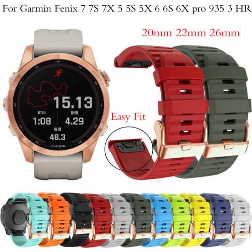 26/20/22mm Silicone Quick Release Watch Strap for Garmin Fenix 5 5S 6 6S pro 935 3 HR MK1 Watch Easyfit Wrist Band Strap Watch