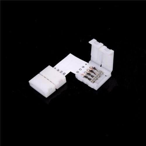 5pcs Solderless L Shape 90 Degree Corner Connectors 4 Pin Connectors For 12V 5050 10mm Width LED RGB Strip