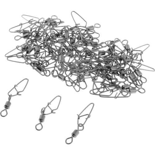 50Pcs Fishing Rolling Swivel With Snap Hook Line Connectors