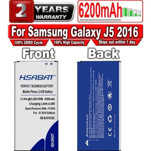 HSABAT 6200mAh EB-BJ510CBC Battery for Samsung Galaxy J5 2016 Edition j5109 j5108 J510 J510FN J510F J510G J510Y J510M
