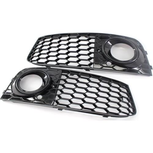 Car Grille Grill 1Pair Car Front Grill Mesh Left Right Honeycomb Grille Fog Light Lamp Cover for Audi A4 B8 2008-2012 8KD807682