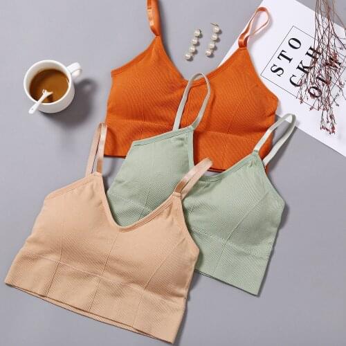 BALDAUREN Women Adjustable Shoulder Strap Crop Top Sports Camisole Fashion Solid Underwear Ladies Tube Top With Chest Pad
