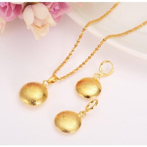 Bangrui Gold Color big Beads Jewelry sets Round Pendant/Chain Necklace/Ball Earrings for Women Arab/Africa Ethiopian Jewelrygift