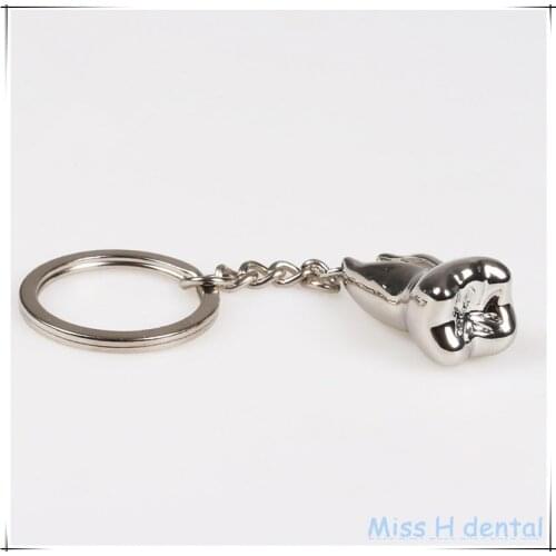 Teeth Keychain Dentist Decoration Key Chains Stainless Steel Tooth Model Shape Dental Clinic Gift