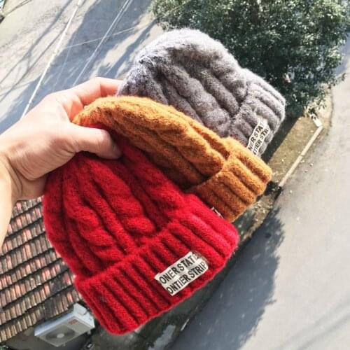 Childrens hats Winter baby thick warm hats 1-3-5 years old boys and girls knitted caps earmuff Korean version childrens hats