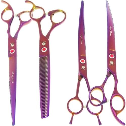 Purple Dragon 8.0" Professional Pets Grooming Scissors Forceps JP440C Dog Cutting Shears Thinning Tijeras Dog Accessories B0046B