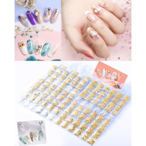Nails Mixed Round Square Star Rivet Studs Metal Alloy Design Nail Art Rivet Decorations 3D DIY Nail Stickers Jewelry Decor