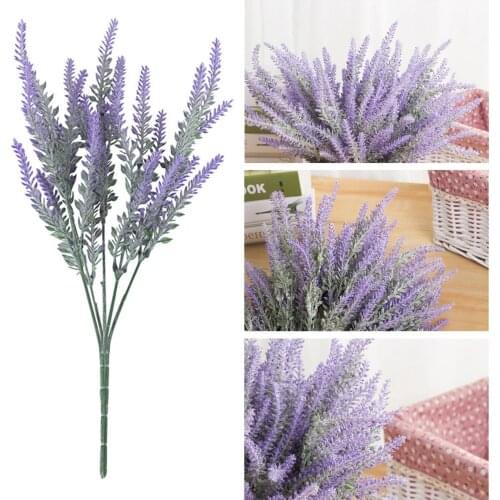 Wedding Party Artificial Bouquet Simulation Decoration Plastic Plant Lavender Flocking Flowers Indoor Outdoor Decor Plant