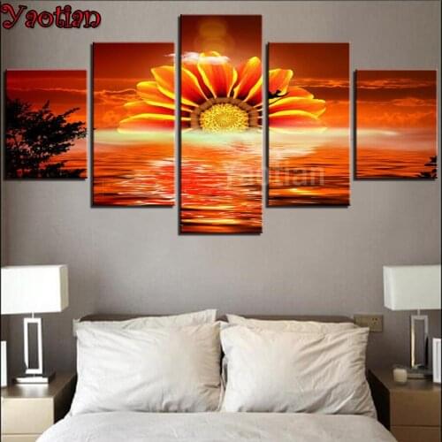 Sunflower Sunset Scenery 5d diy diamond painting cross stitch full square/round mosaic abstract diamond embroidery wall art