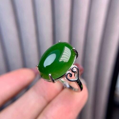Natural And Real Jade Ring Stone Rings Solid 925 Silver Gemstone Ring