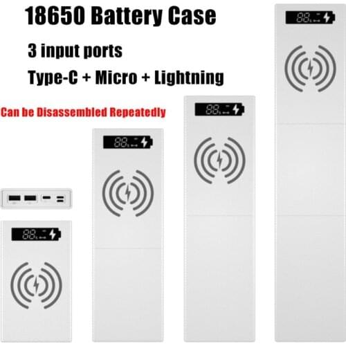 Spliced Combined DIY 18650 Battery Case Wireless Charging Power Bank Shell Portable External Box Powerbank Protector