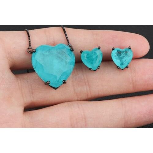 Funmode New Hip Hop White Gold Color Black Gun Plated Long Chain Pendant Necklace Sets For Women Party Show Jewelry Set FS06