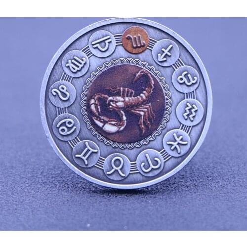 Beautiful Non-Magnetic Twelve Constellation Zodiac Silver Commemorative Coins Euro Astrology Scorpio Elizabeth II Souvenir Gifts