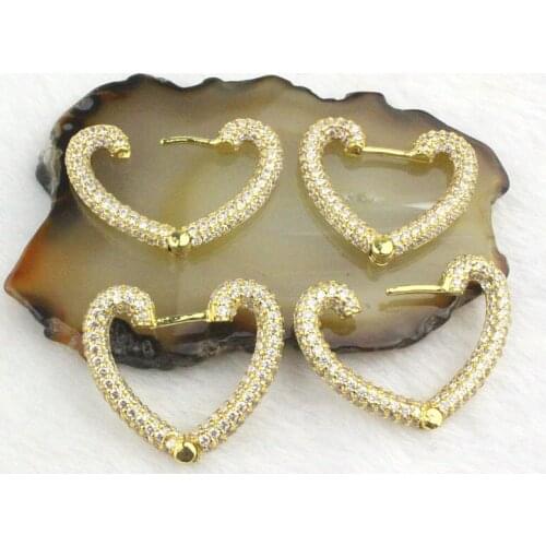 5pair/lot Fashion colorful cz earring, heart shape cubic zircon jewelry,new design women earrings wholesale