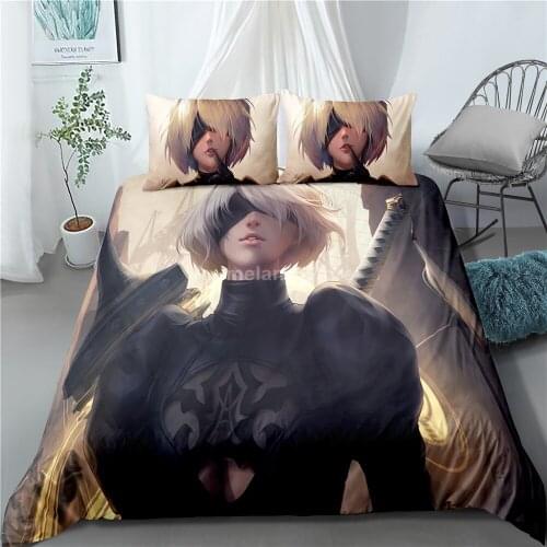 NieR:Automata 2b 3d Bedding Set Girl Bed Linen Quilt Duvet Cover Sets Home Textile Decor Twin Single Queen King Size Kids Game