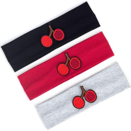Cut Cherry Applique Headband For Children Infant Turban Wraps Headwear Baby Girls Elastic Soft Cotton Hairband Hair Accessories