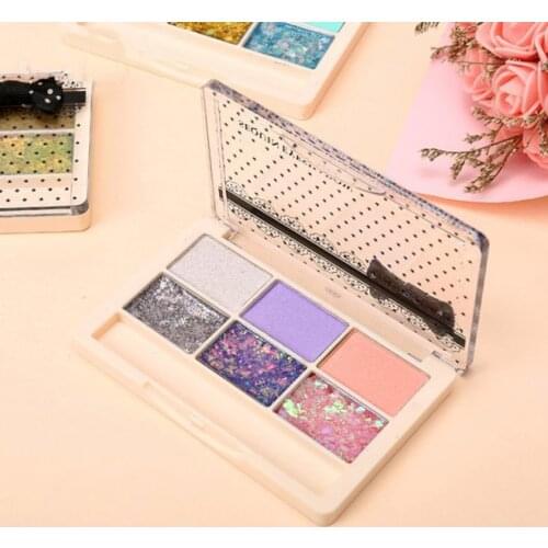 6 Colors Glitter Eyeshadow Palettes, High Pigmented Shimmer Sparkling Eyeshadow Makeup Palettes, Eye Shadows Cosmetics