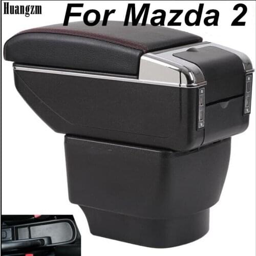 For Mazda 2 M2 Hatchback armrest box central Store content Storage box with cup holder ashtray USB interface