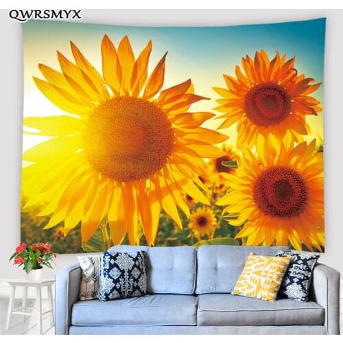 Sunflower Under The Sun Flower Idyllic Tapestry Plant Flowers Wall Hanging Living Room Bedroom Decor Wall Aesthetics Tapestries