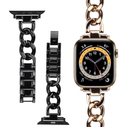 For Apple Watch 6 5 SE Stainless Steel Strap 38mm 40mm 42mm 44mm Metal Watch Bracelet Single-Row Chain Wristband for IWatch 4 3