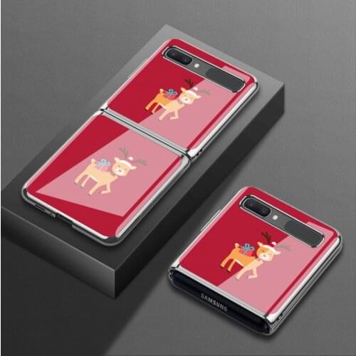 For Samsung zflip glass mobile phone case f70070 f700n folding electroplating cartoon 5g