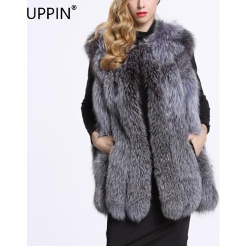 UPPIN casaco feminino 2018 Fur Coat Women Silver Fox Vest Causal Slim Winter Thick Warm Female Sleeveless Jacket Fur Coats Girls