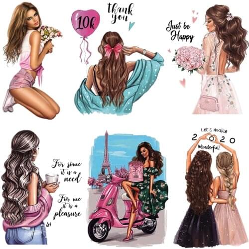 Russian girl patch vinyl transfer ironing stickers iron on transfer for clothes thermal heat transfer patch for clothes applique