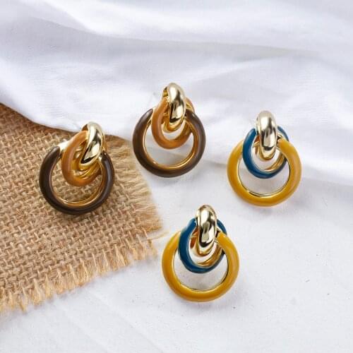 AENSOA Alloy Color Knot Drop Earrings for Women Fashion Round Classic Twisted Earrings Pendant Korean Statement Jewelry Gifts