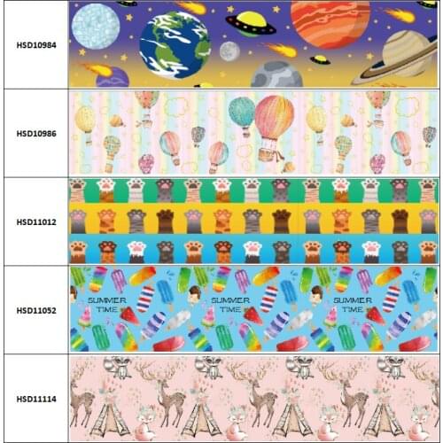 10yard New Earth Animal Deer Series Colorful Cartoon Grosgrain Ribbon Accessory Hairbow Headwear Decoration DIY 38MM 75MM