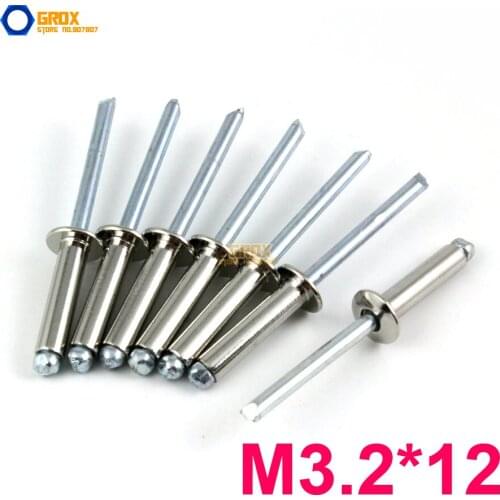 100 Pieces M3.2*12 304 Stainless Steel Blind Rivet Pop Rivet Open End