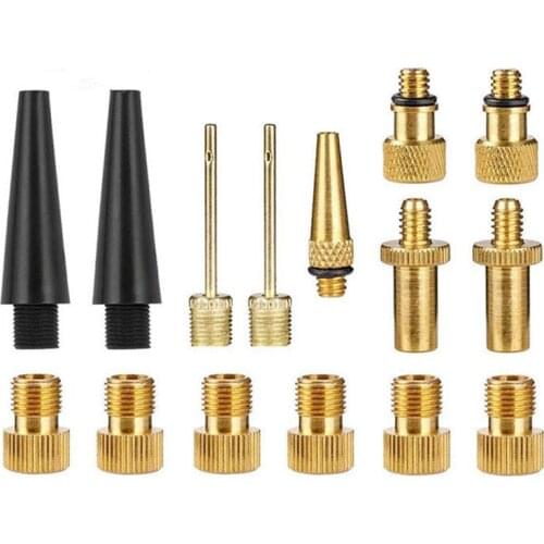 15pcs Set Valve Adapters Kit Bicycle Tire Air Nozzles Pump Repair Cycling Tools Pumps Adapter Inflator Spare Parts