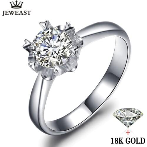 18K Gold Diamond Ring Female women girl lover couple Classic Single Snowflakes Romantic Marry wedding propose party good