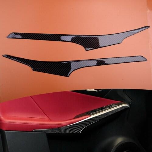 2Pcs/Set Black Car Door Armrest Cover Trim Styling Carbon Fiber Fit For Lexus IS250 IS300 IS350 2014 2015 2016 2017 2018