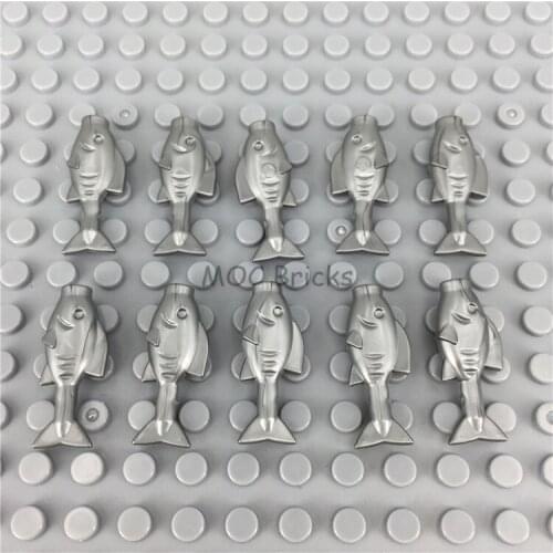 20pcs/lot MOC Bricks DIY The underwater world Silver fish Fish Educational Building Blocks Figure Toys for children Dolls gifts