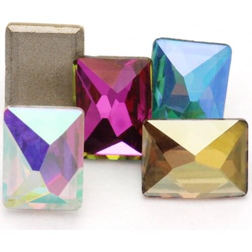 20pcs Rectangle Rhinestones Shiny 3D Nail Art Rhinestones AB Colorful Clear DIY Decorations Flat Back Glue On Nails Stones