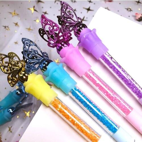 36 pcs/lot Creative Diamond Butterfly Gel Pen Cute 0.5mm Black Ink Neutral Pens Promotional Gift Stationery School Supplies