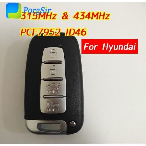 4 Button 315MHz 434 MHz FSK Smart Proximity Remote Control Key for Hyundai I30 IX35 with PCF7952 HItag2 ID46 Chip