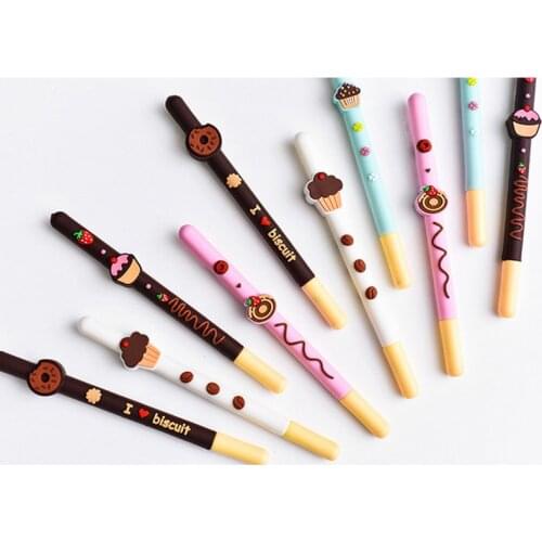 40pcs Kawaii Pen Lovely Chocolate Cake Pens for School Supplies Cute Things Korean Stationery Office Accessories Kids Prizes