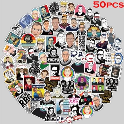 52PCS Ruth Bader Ginsburg Stickers Waterproof Classic Toy Stickers Car Bike Travel Luggage Phone Guitar Laptop Fridge Decal