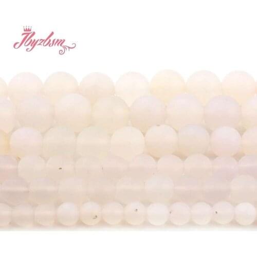 6,8,10,12mm White Agates Round Bead Frost Matte Loose Natural Stone Beads For DIY Necklace Jewelry Making Spacer Strand 15"