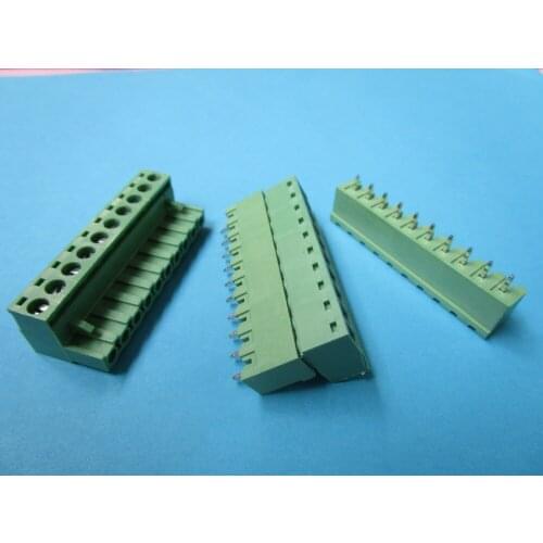 6 Pcs Close Straight 10 pin/way Pitch 5.08mm Screw Terminal Block Connector Green Color Pluggable Type With Straight pin