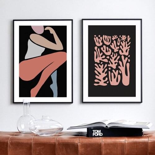 Abstract Girl Vintage Colorful Plant Wall Art Canvas Painting Nordic Posters And Prints Wall Pictures For Living Room Decor