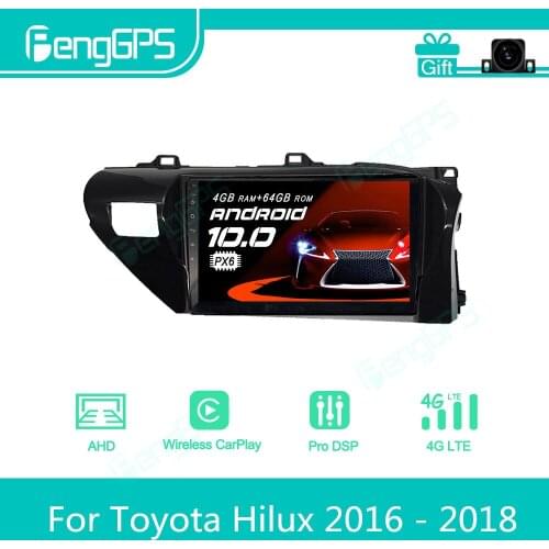 For Toyota Hilux 2016 - 2018 Android Car Radio Stereo Multimedia Player 2 Din Autoradio GPS Navigation PX6 Unit Screen Display