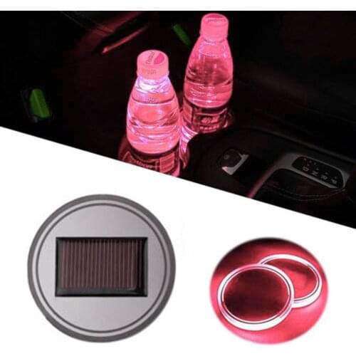 Car Cup Holder Expander Adapter Securely Hold Water Bottles Car-styling Decorative Lamp Solar Energy for Car Home Party Pink