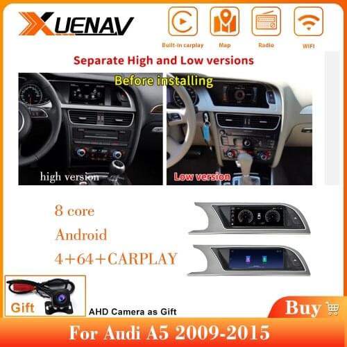 Car Radio 2 Din Stereo Receiver For Audi A5 2009-2015 Audio Multimedia Video DVD Player Auto With Touchscreen GPS Navigation