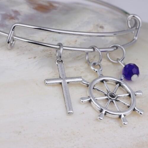 B114 Rudder cross crystal Beads adjustable Bracelet for Women Jewelry fashion bangle Simple bracelet