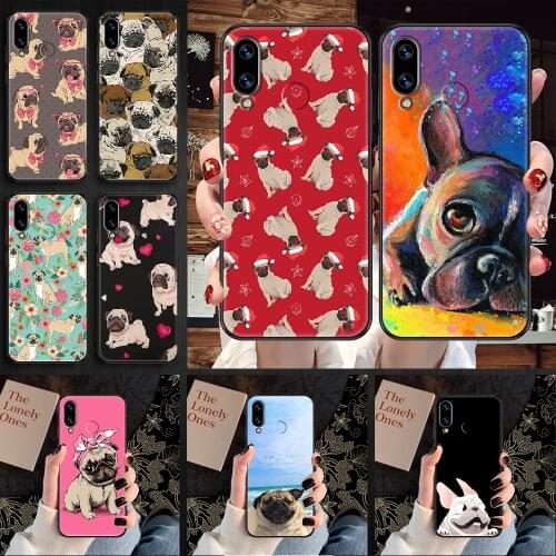 Pug Dog Phone case For Huawei Honor 6 7 8 9 10 10i 20 A C X Lite Pro Play black fashion bumper soft Etui luxury coque 3D hoesjes