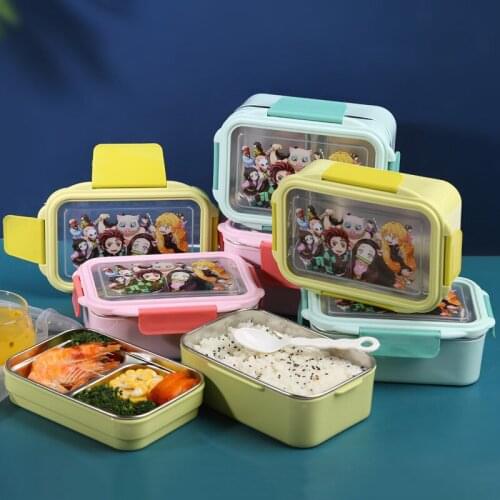 Demon Slayer Lunch Box Bento Box for Student Stainless steel Office workers Microwavable Food Storage Container Dinnerware