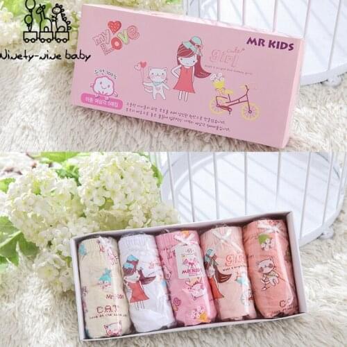 Kids Cotton Panties Adorable Cartoon Printing Underpants for Girls Childrens Breathable & Comfortable Underwear Baby Clothing